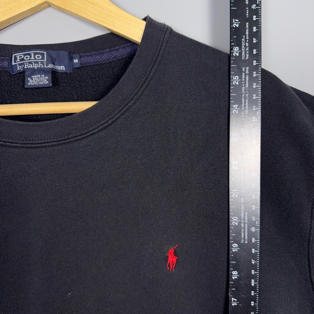 Vintage Polo Ralph Lauren Crewneck Sweatshirt Mens Medium Cotton Black Preppy - Picture 8 of 10